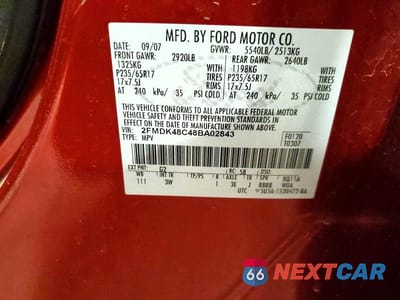Zdjęcie 13 z 13 samochodu: 2008 FORD EDGE VIN:2FMDK48C48BA02843 - miniatura