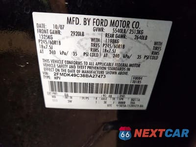 Zdjęcie 13 z 13 samochodu: 2008 FORD EDGE LIMITED VIN:2FMDK49C38BA27473 - miniatura