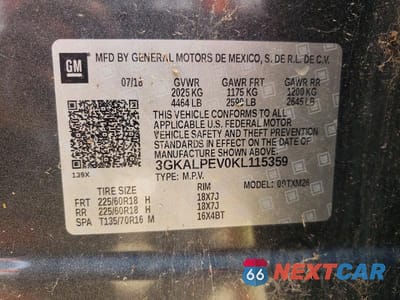 Zdjęcie 14 z 14 samochodu: 2019 GMC TERRAIN SLT VIN:3GKALPEV0KL115359 - miniatura