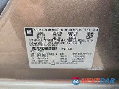 Zdjęcie 13 z 13 samochodu: 2014 CHEVROLET SILVERADO C1500 LT VIN:3GCPCREC9EG558008 - miniatura
