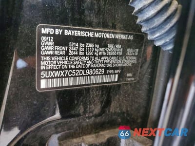 Zdjęcie 12 z 12 samochodu: 2013 BMW X3 XDRIVE35I VIN:5UXWX7C52DL980629 - miniatura
