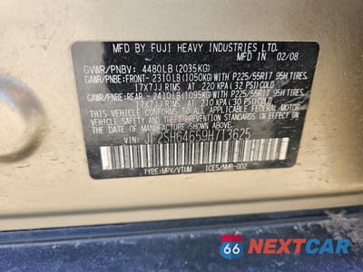 Zdjęcie 13 z 13 samochodu: 2009 SUBARU FORESTER 2.5X LIMITED VIN:JF2SH64659H713625 - miniatura