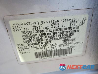 Zdjęcie 12 z 12 samochodu: 2010 NISSAN SENTRA 2.0 VIN:3N1AB6AP2AL707024 - miniatura