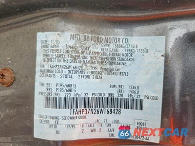 Zdjęcie 12 z 12 samochodu: 2006 FORD FOCUS ZX5 VIN:1FAHP37N26W168428 - miniatura