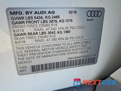 Zdjęcie 12 z 12 samochodu: 2019 AUDI Q5 PREMIUM VIN:WA1ANAFY3K2072174 - miniatura