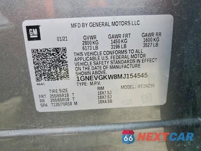 Zdjęcie 13 z 13 samochodu: 2021 CHEVROLET TRAVERSE LT VIN:1GNEVGKW8MJ154545 - miniatura