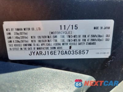 Zdjęcie 8 z 8 samochodu: 2016 YAMAHA YZFR6 VIN:JYARJ16E7GA035857 - miniatura
