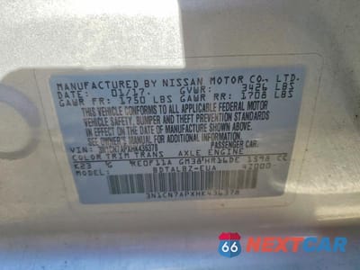 Zdjęcie 12 z 12 samochodu: 2017 NISSAN VERSA 1.6 SV VIN:3N1CN7APXHK436378 - miniatura