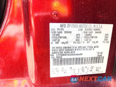 Zdjęcie 12 z 12 samochodu: 2003 FORD F150 SUPERCREW VIN:1FTRW07653KA46688 - miniatura