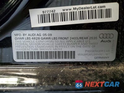 Zdjęcie 13 z 13 samochodu: 2010 AUDI A4 PREMIUM PLUS VIN:WAUHFAFL0AN001787 - miniatura