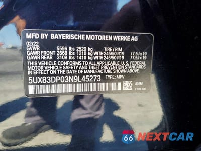 Zdjęcie 13 z 13 samochodu: 2022 BMW X3 M40I VIN:5UX83DP03N9L45273 - miniatura