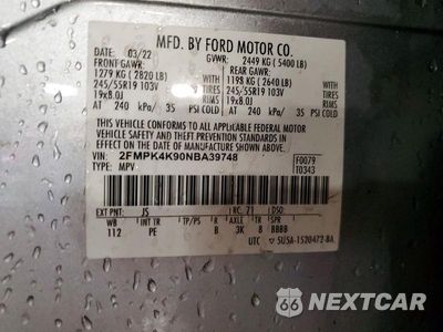 Zdjęcie 14 z 14 samochodu: 2022 FORD EDGE TITANIUM VIN:2FMPK4K90NBA39748 - miniatura