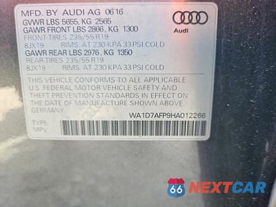 Zdjęcie 12 z 12 samochodu: 2017 AUDI Q5 PREMIUM PLUS S-LINE VIN:WA1D7AFP9HA012266 - miniatura