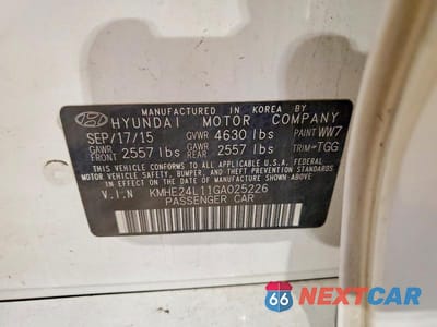 Zdjęcie 12 z 12 samochodu: 2016 HYUNDAI SONATA HYBRID SE VIN:KMHE24L11GA025226 - miniatura