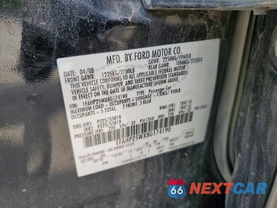 Zdjęcie 12 z 12 samochodu: 2008 FORD TAURUS LIMITED VIN:1FAHP25WX8G174190 - miniatura