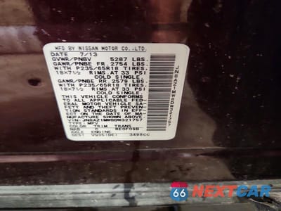 Zdjęcie 13 z 13 samochodu: 2013 NISSAN MURANO S VIN:JN8AZ1MW8DW321757 - miniatura