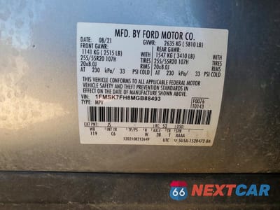 Zdjęcie 13 z 13 samochodu: 2021 FORD EXPLORER LIMITED VIN:1FMSK7FH8MGB88493 - miniatura