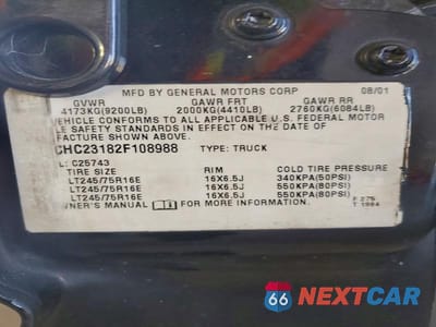 Zdjęcie 12 z 12 samochodu: 2002 CHEVROLET SILVERADO C2500 HEAVY DUTY VIN:1GCHC23182F108988 - miniatura