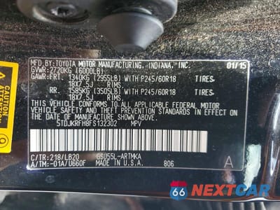 Zdjęcie 14 z 14 samochodu: 2015 TOYOTA HIGHLANDER XLE VIN:5TDJKRFH8FS132302 - miniatura