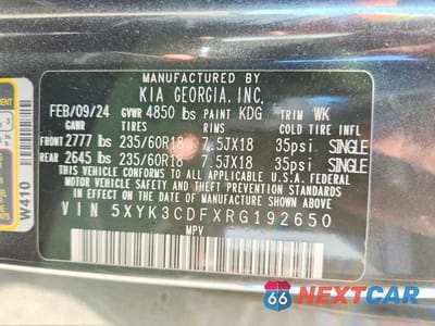 Zdjęcie 12 z 12 samochodu: 2024 KIA SPORTAGE EX VIN:5XYK3CDFXRG192650 - miniatura