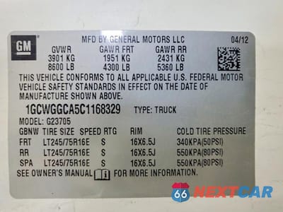 Zdjęcie 13 z 13 samochodu: 2012 CHEVROLET EXPRESS G2500 VIN:1GCWGGCA5C1168329 - miniatura