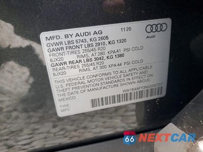 Zdjęcie 14 z 14 samochodu: 2021 AUDI SQ5 PREMIUM PLUS VIN:WA1B4AFY3M2030727 - miniatura