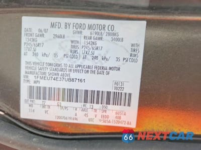 Zdjęcie 13 z 13 samochodu: 2007 FORD EXLPLORER VIN:1FMEU74E37UB87161 - miniatura