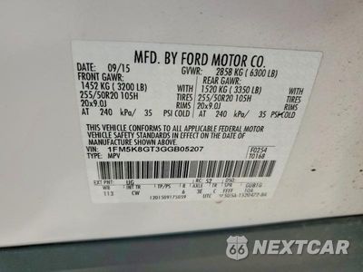 Zdjęcie 13 z 13 samochodu: 2016 FORD EXPLORER SPORT VIN:1FM5K8GT3GGB05207 - miniatura