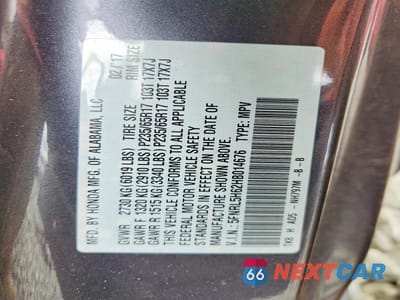 Zdjęcie 14 z 14 samochodu: 2017 HONDA ODYSSEY EXL VIN:5FNRL5H62HB014676 - miniatura
