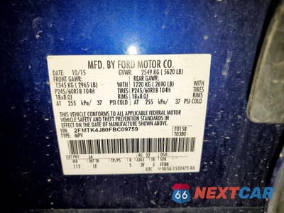 Zdjęcie 13 z 13 samochodu: 2015 FORD EDGE SEL VIN:2FMTK4J80FBC09759 - miniatura