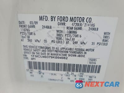 Zdjęcie 12 z 12 samochodu: 2009 FORD ESCAPE HYBRID VIN:1FMCU49379KB94982 - miniatura