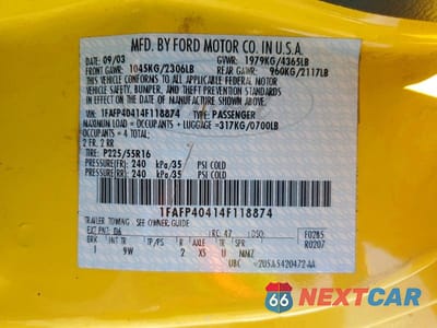 Zdjęcie 12 z 12 samochodu: 2004 FORD MUSTANG VIN:1FAFP40414F118874 - miniatura