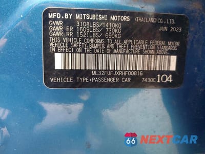 Zdjęcie 13 z 13 samochodu: 2024 MITSUBISHI MIRAGE G4 ES VIN:ML32FUFJXRHF00816 - miniatura