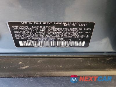 Zdjęcie 13 z 13 samochodu: 2012 SUBARU FORESTER 2.5X VIN:JF2SHABC5CH409830 - miniatura