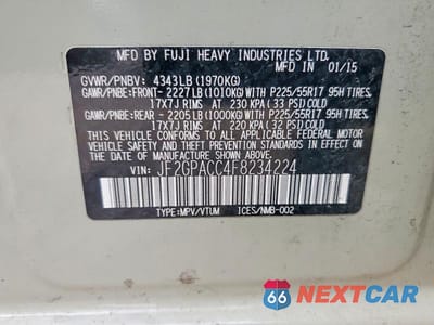 Zdjęcie 13 z 13 samochodu: 2015 SUBARU XV CROSSTREK 2.0 PREMIUM VIN:JF2GPACC4F8234224 - miniatura