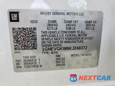 Zdjęcie 13 z 13 samochodu: 2019 CHEVROLET TRAVERSE LT VIN:1GNEVGKW6KJ248372 - miniatura