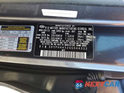 Zdjęcie 13 z 13 samochodu: 2016 KIA SORENTO EX VIN:5XYPH4A52GG044322 - miniatura