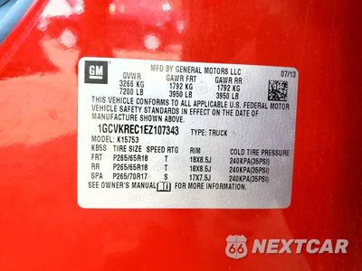 Zdjęcie 13 z 13 samochodu: 2014 CHEVROLET SILVERADO K1500 LT VIN:1GCVKREC1EZ107343 - miniatura