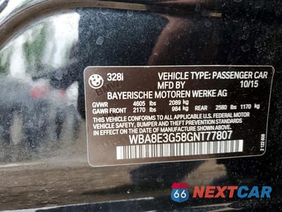 Zdjęcie 12 z 12 samochodu: 2016 BMW 328 XI SULEV VIN:WBA8E3G58GNT77807 - miniatura