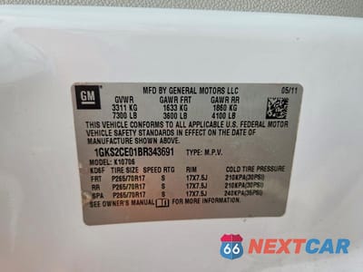 Zdjęcie 13 z 13 samochodu: 2011 GMC YUKON SLT VIN:1GKS2CE01BR343691 - miniatura
