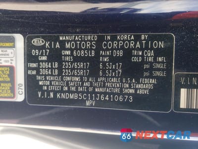 Zdjęcie 13 z 13 samochodu: 2018 KIA SEDONA LX VIN:KNDMB5C11J6410673 - miniatura