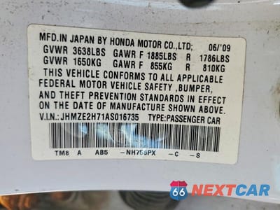 Zdjęcie 12 z 12 samochodu: 2010 HONDA INSIGHT EX VIN:JHMZE2H71AS016735 - miniatura