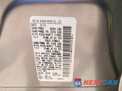 Zdjęcie 10 z 10 samochodu: 2012 NISSAN ROGUE S VIN:JN8AS5MV3CW717175 - miniatura