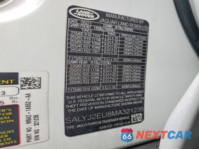 Zdjęcie 13 z 13 samochodu: 2021 LAND ROVER RANGE ROVER VELAR S VIN:SALYJ2EU8MA321235 - miniatura