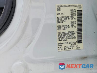 Zdjęcie 12 z 12 samochodu: 2023 NISSAN TITAN SV VIN:1N6AA1EF1PN107797 - miniatura
