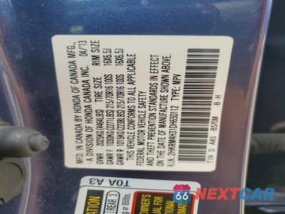 Zdjęcie 12 z 12 samochodu: 2013 HONDA CR-V LX VIN:2HKRM4H31DH650112 - miniatura