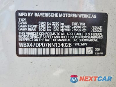 Zdjęcie 13 z 13 samochodu: 2022 BMW X3 SDRIVE30I VIN:WBX47DP07NN134026 - miniatura
