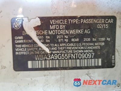 Zdjęcie 12 z 12 samochodu: 2015 BMW 335 I VIN:WBA3A9G55FNT09097 - miniatura