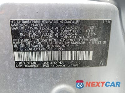 Zdjęcie 13 z 13 samochodu: 2015 TOYOTA RAV4 XLE VIN:2T3WFREV3FW149296 - miniatura