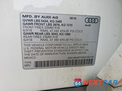 Zdjęcie 12 z 12 samochodu: 2019 AUDI Q5 PREMIUM VIN:WA1ANAFY4K2132110 - miniatura